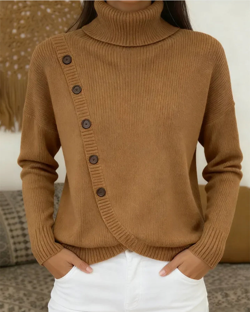 Elegant High-Necked Button-Down Jumper