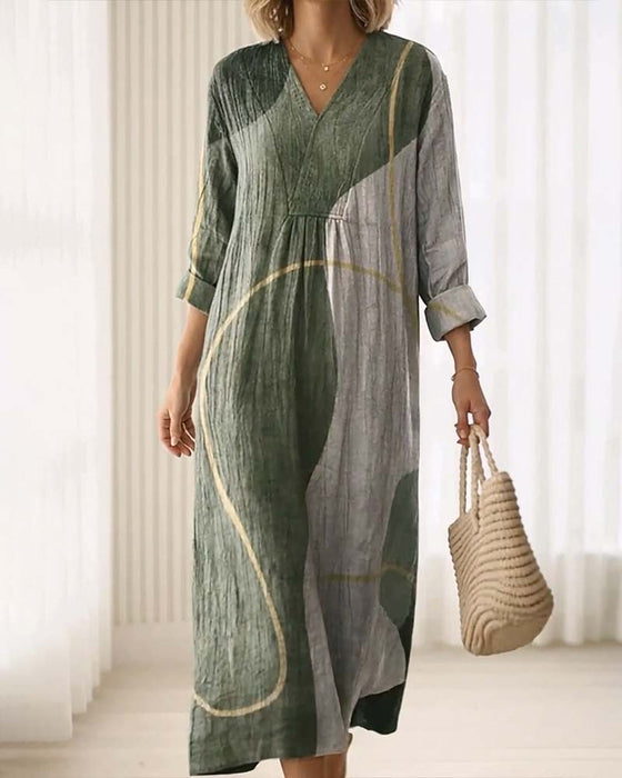 V-Neck Color Block Dress