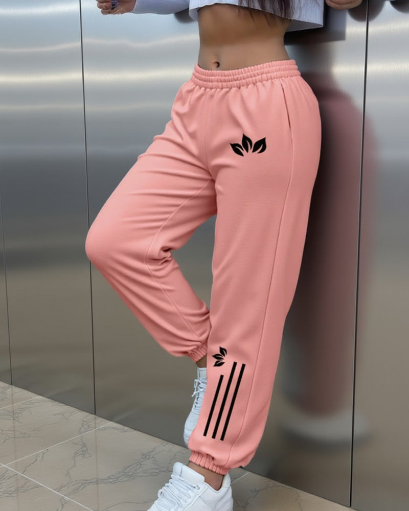 Casual Drawstring Solid Color Sports Pants