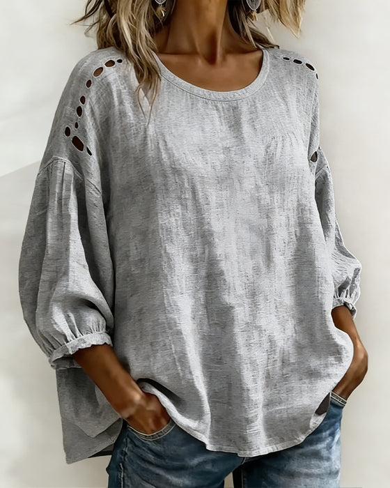Hollow 100% Cotton  Blouse