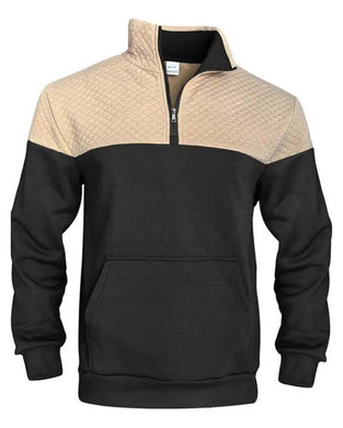 Men Colorblock Lapel Zipper Sweatshirt