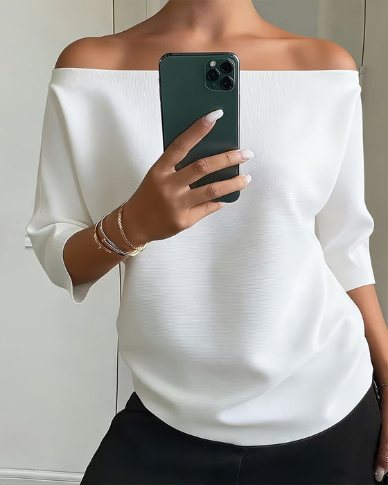 Off-The-Shoulder Three-Quarter Sleeve Top