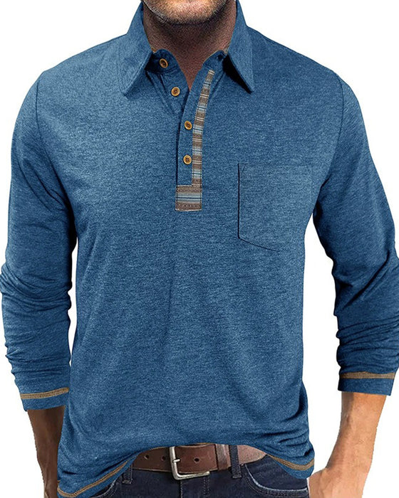 Men's Button Lapel Polo Blouse
