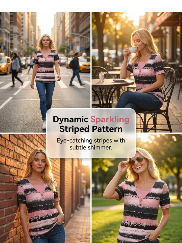 Print Patchwork Fake Two Piece T-Shirt