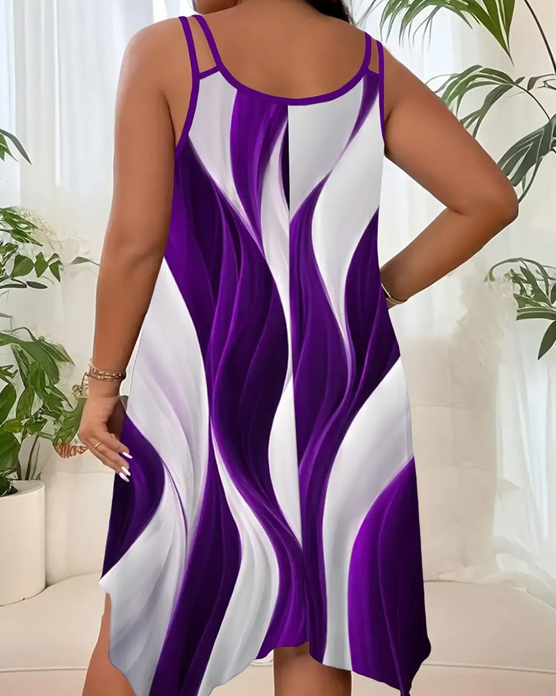 Color-Block Wavy Camisole Dress