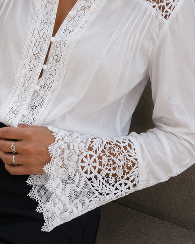 Lapel Long Sleeve Fashion Blouse