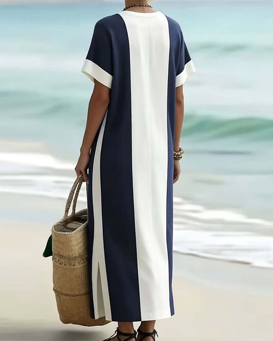 Side Slit Vertical Stripe Dress