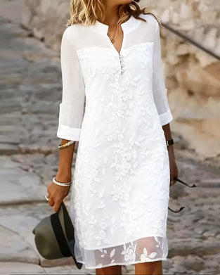 Heavy-Duty Embroidered Solid Color Dress