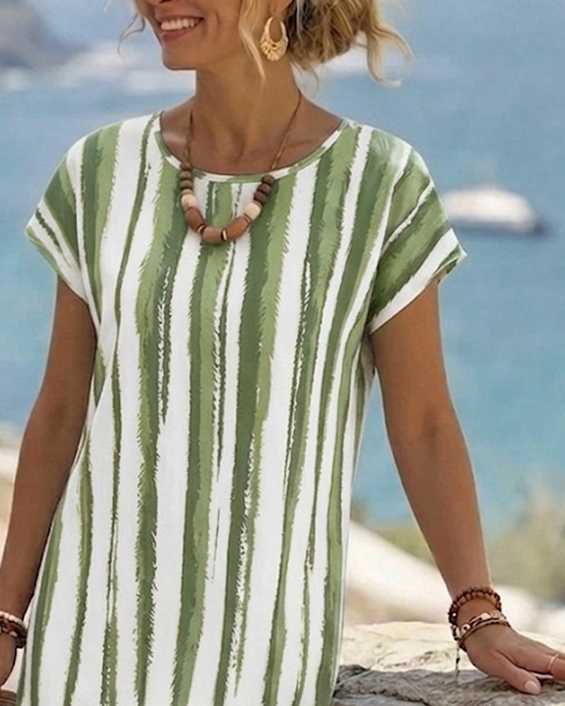 Vertical Stripe Shift Dress