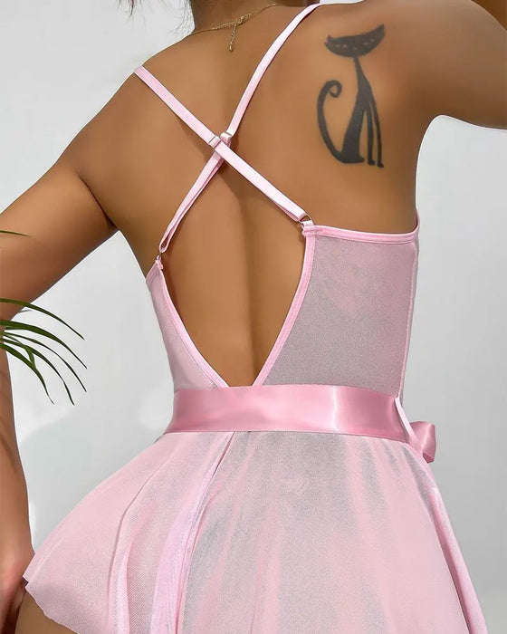 Bow lace sexy one piece