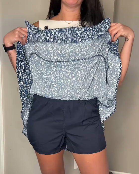 Elastic Ruffle Double-Layer Tiered Skirt