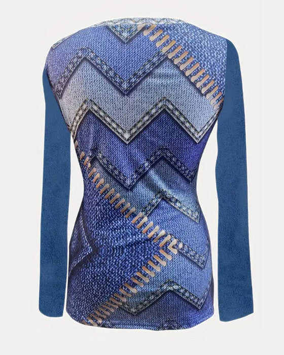 Women's round neck wavy blouses