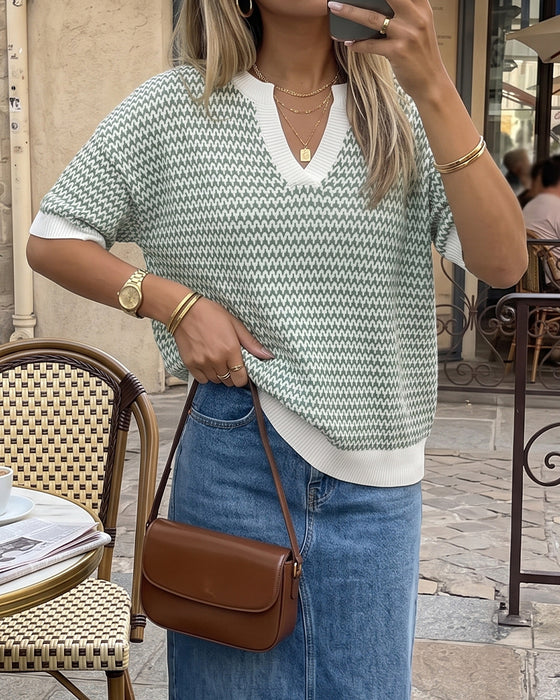 V-Neck Trendy Casual Pullover