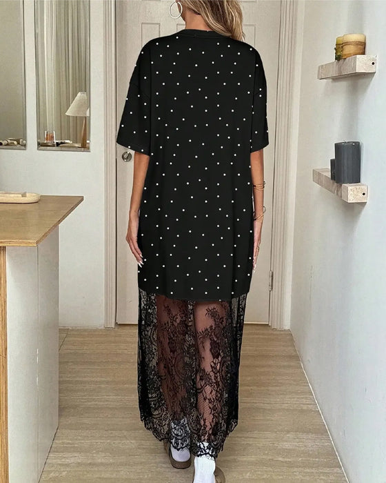 Polka Dot Lace Patchwork Dress