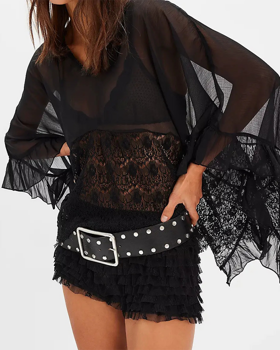 Lace Patchwork Mesh Cover-Up