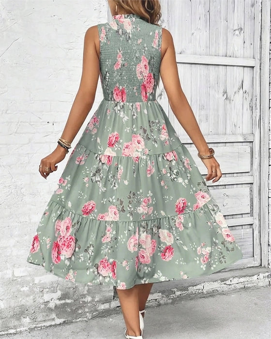 Floral Print Smocked Dress