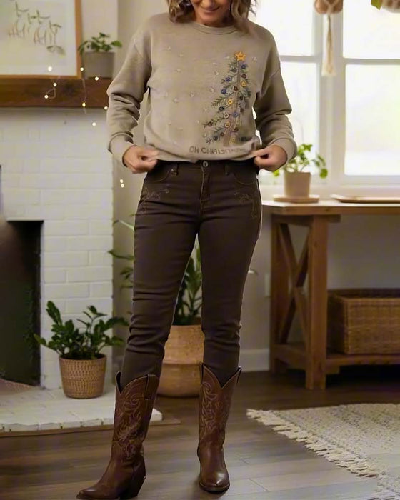 Loose-Fitting Long-Sleeved Printed Sweatshirt