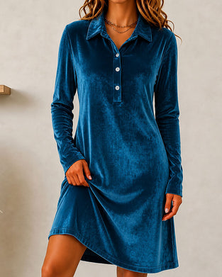 Button Solid Casual Dress