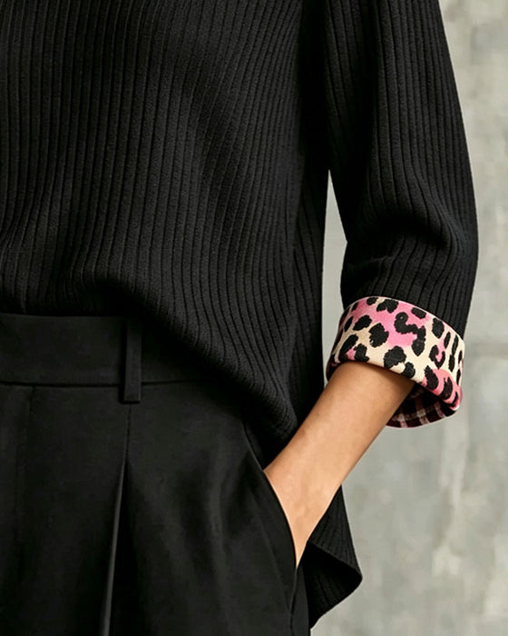 Cowl Neck Leopard Print Relaxed Panel Blouse