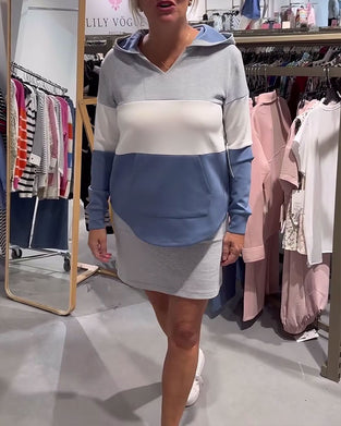 Striped Contrast Color Hoodie