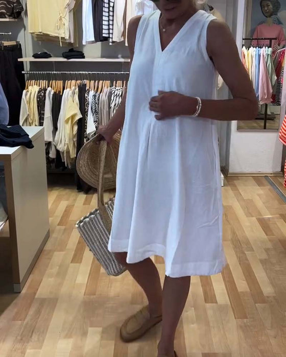 Sleeveless V-Neck Relaxed A-Line Dress