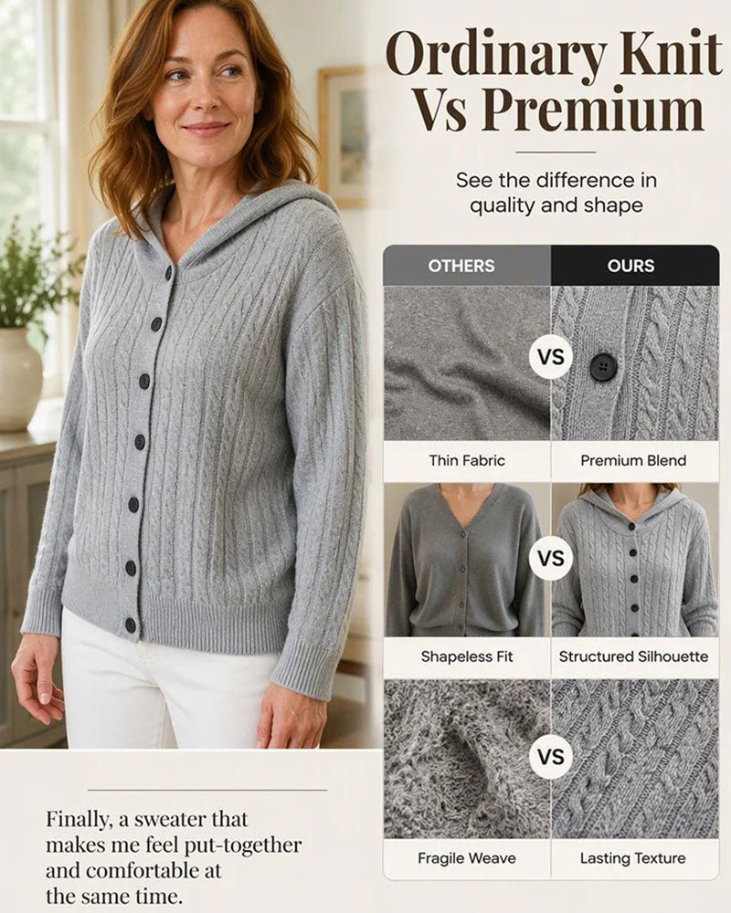Hooded Open Front Knit Cardigan
