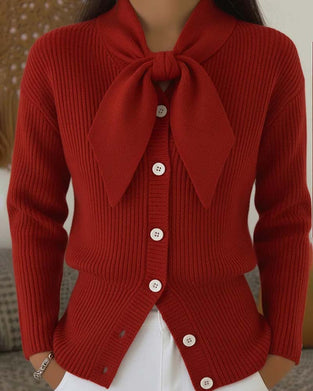 Solid Color Age-Reducing Design Cardigan