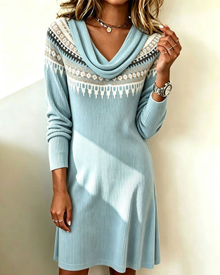 Print Cowl Neck Dress