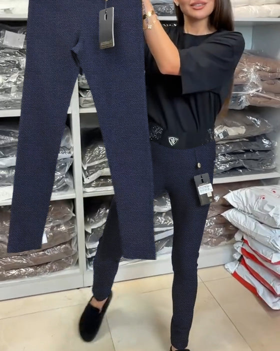 Stylish Solid Color Stretch Pants