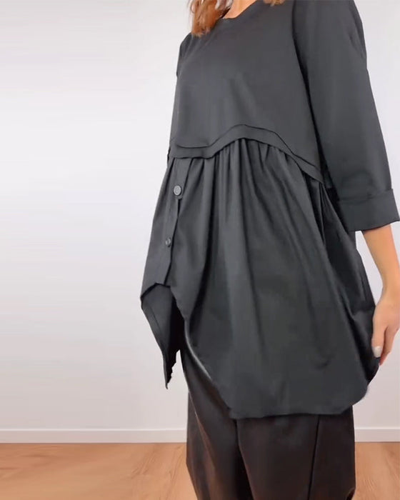 Irregular A-Line Pleated Blouse