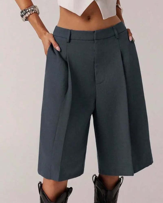Bermuda Straight Leg Pocket Casual Blazer Pant