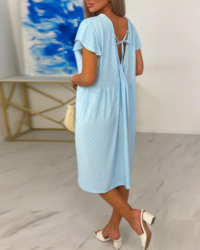 Solid Color Backless Cutout Maxi Dress