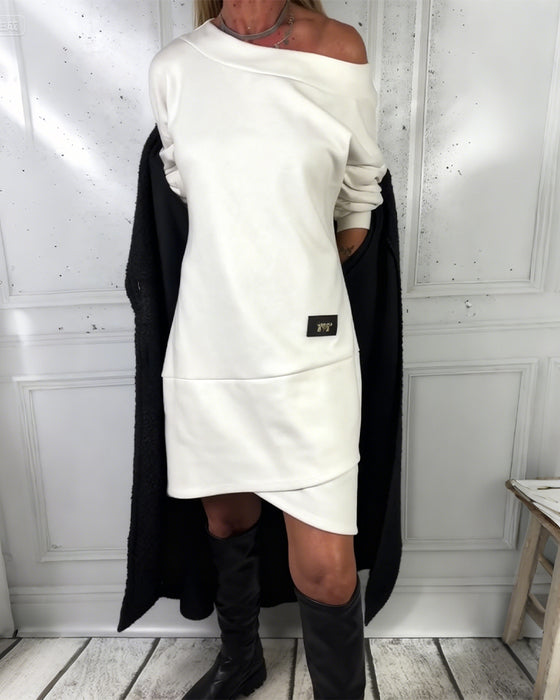 Irregular Hem Long-Sleeved Dress