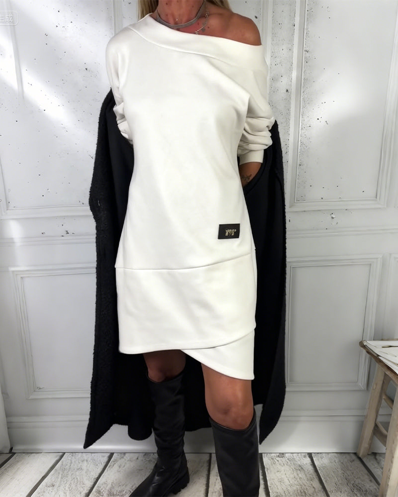 Irregular Hem Long-Sleeved Dress