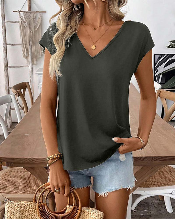 V-Neck Back Bow T-Shirt