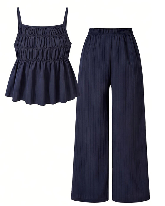 Casual Solid Color Two-Piece Set