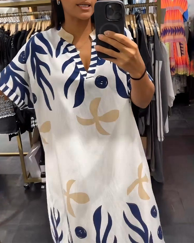 Floral Print V-Neck Dress