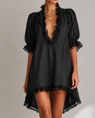 Lace Patchwork Asymmetrical Dress