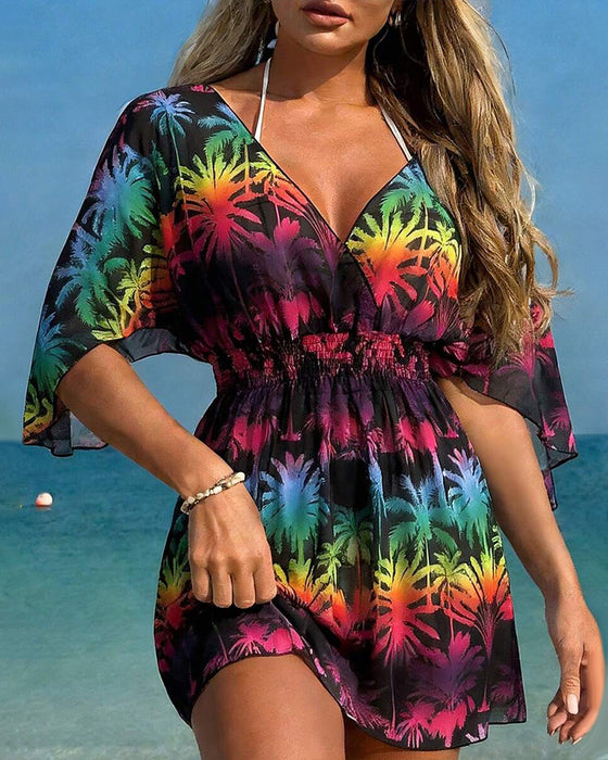 Rainbow Print Beach Cover-up