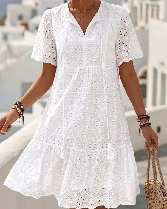 Hollow Out Short Sleeve Dress
