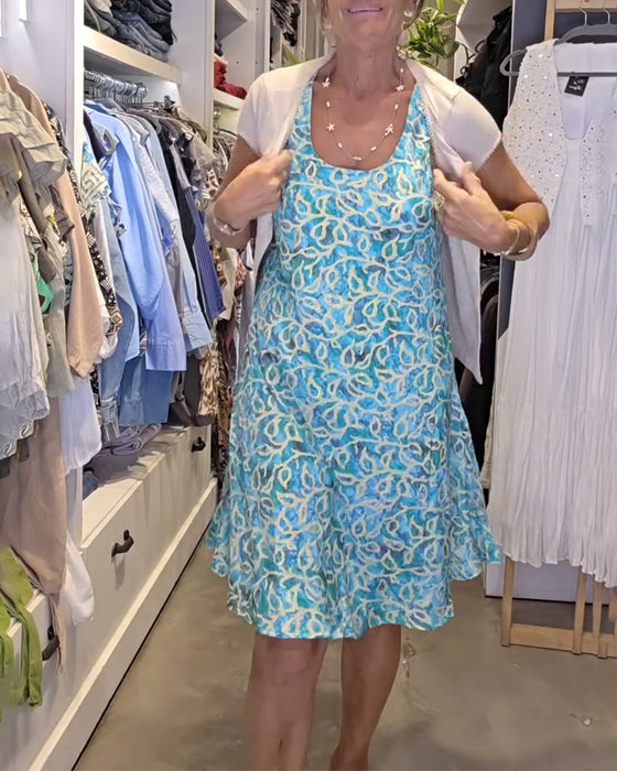 Sleeveless Suspender Loose Printed Dress