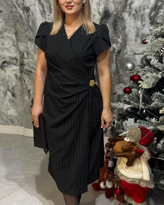 Elegant Striped Waist Dress
