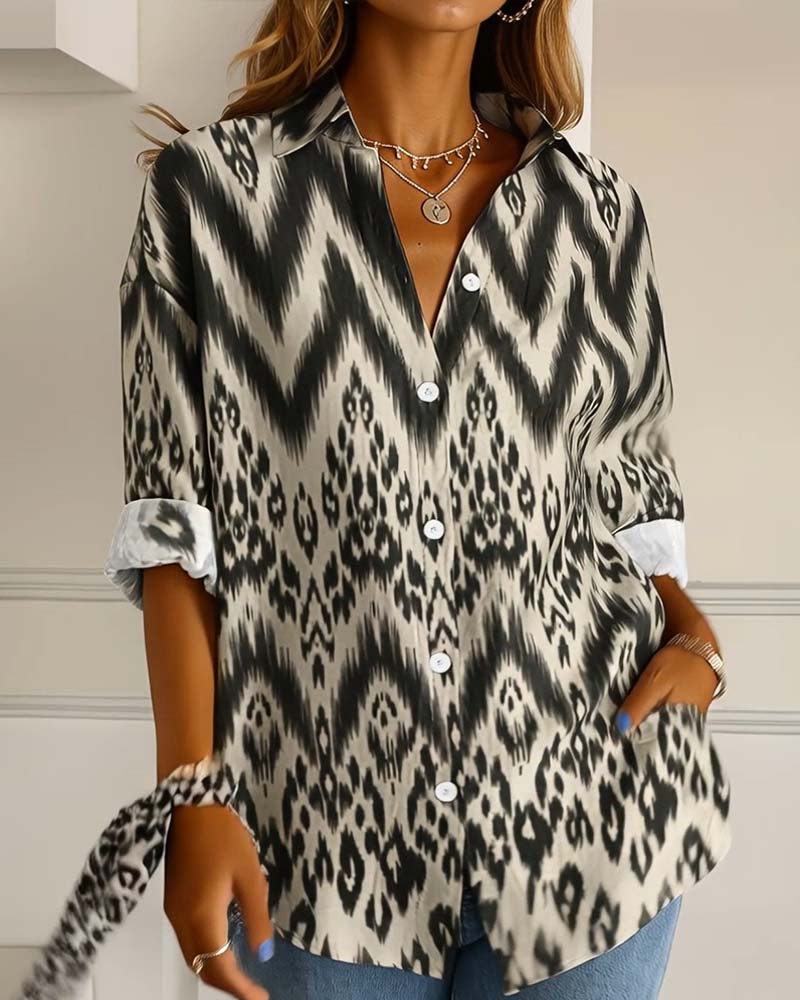 Leopard Print Lapel Fashion Shirt