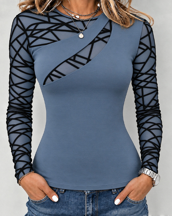 Crew Neck Cross Solid Top