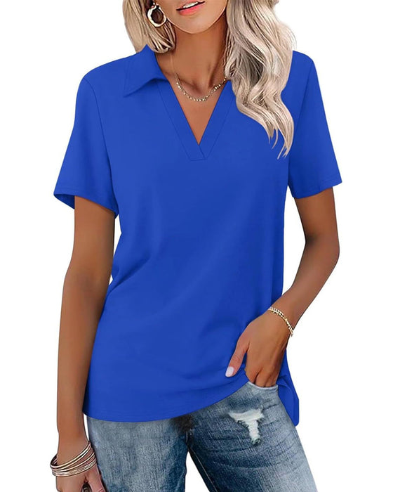 Short Sleeve V-Neck Polo T-Shirt