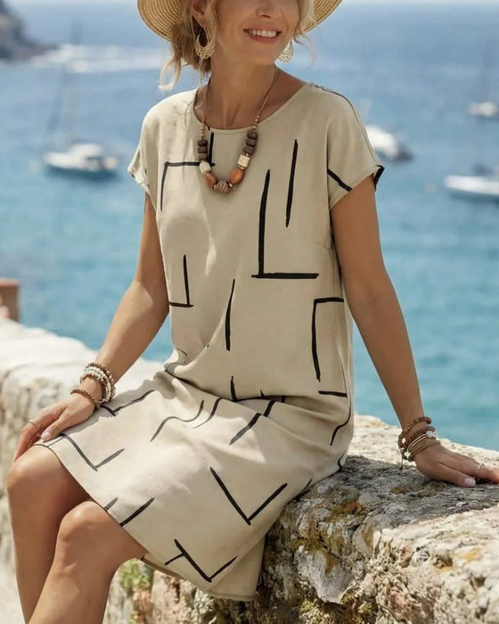 Women's Summer Casual  Print Round Neck Dress