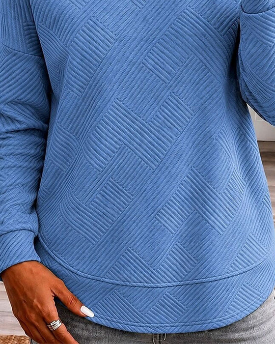 Crew Neck Long Sleeve Solid Top