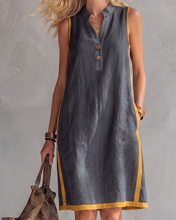 Contrast Trim Sleeveless Dress