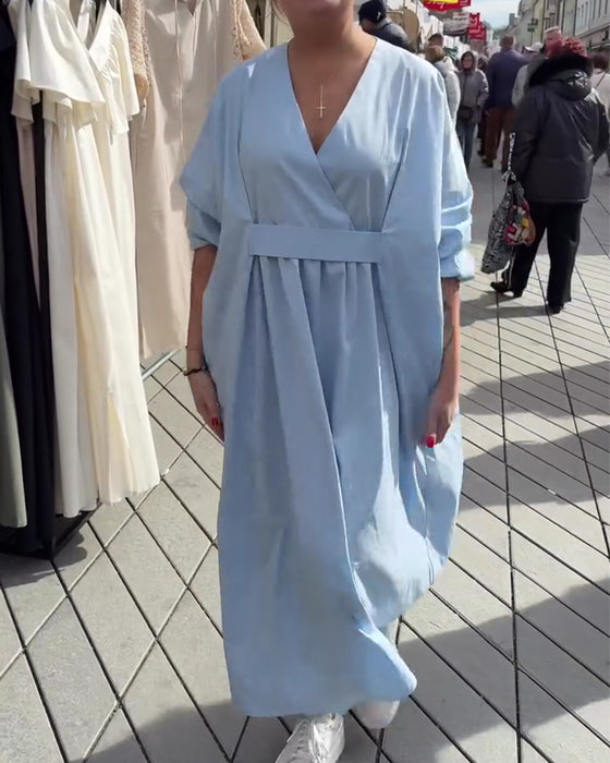 Loose-Fitting And Stylish V-Neck Dress