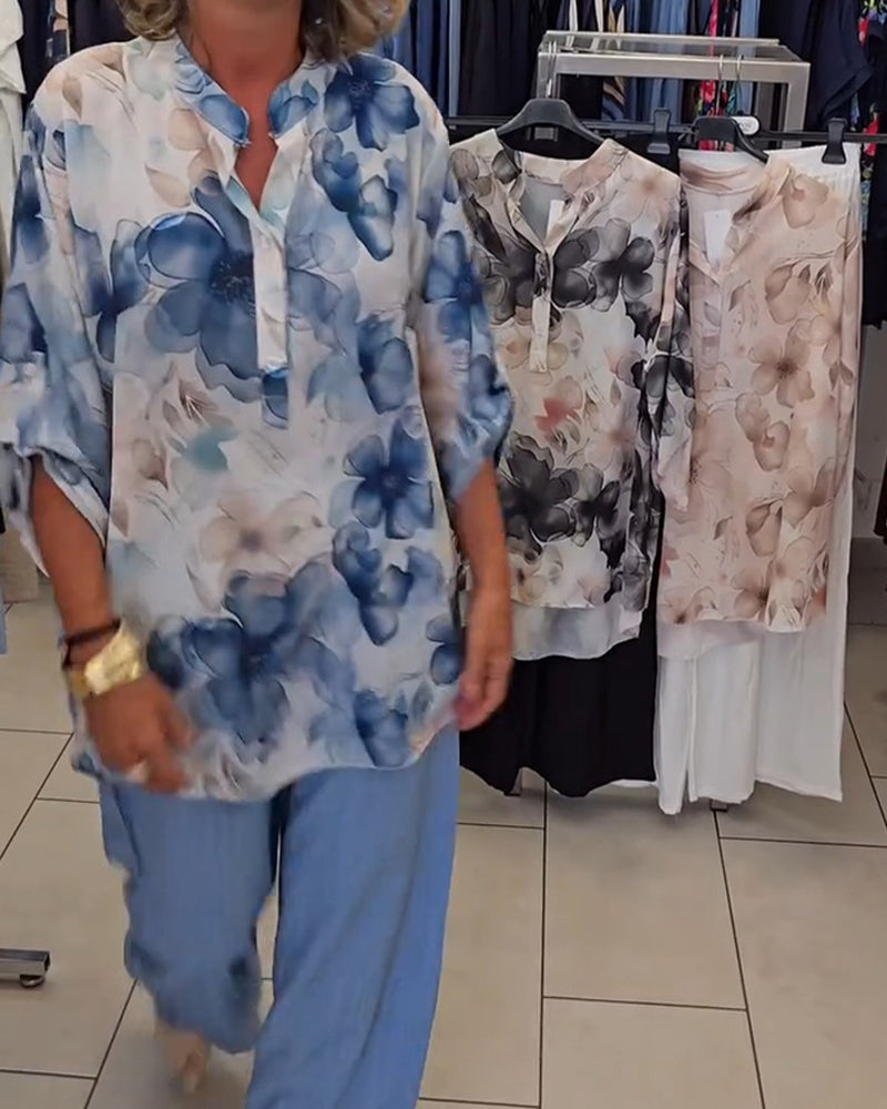 Watercolor Floral Casual Blouse